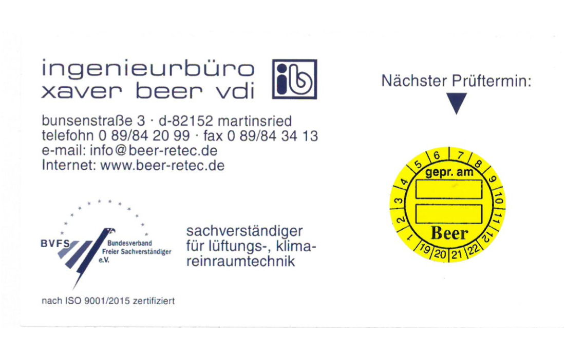 Prüfplakette Beer